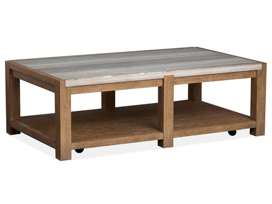 Magnussen - Plum Creek Sierra Brown Rectangular Caster Cocktail Table With 2 End Table - T5768-43KIT2 view 2