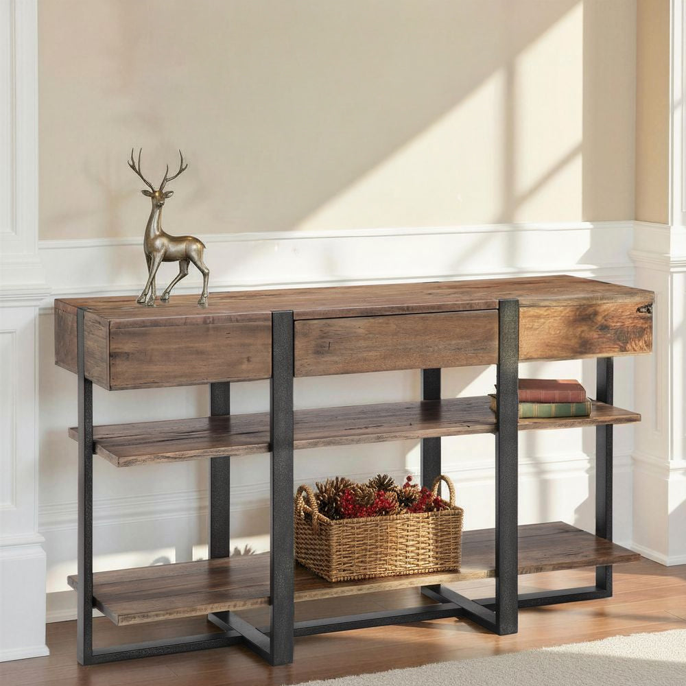 Magnussen - Prescott Modern Reclaimed Wood Rectangular Console Table in Rustic Honey - T4344-73 view 4