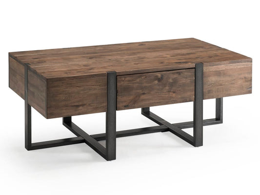Magnussen - Prescott Rustic Honey And Distressed Iron Condo Rectangular Cocktail Table With 2 Chairside End Table - T4344-44KIT2 view 2