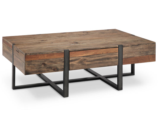 Magnussen - Prescott Rustic Honey And Distressed Iron Rectangular Cocktail Table With Chairside End Table - T4344-43KIT1 view 2