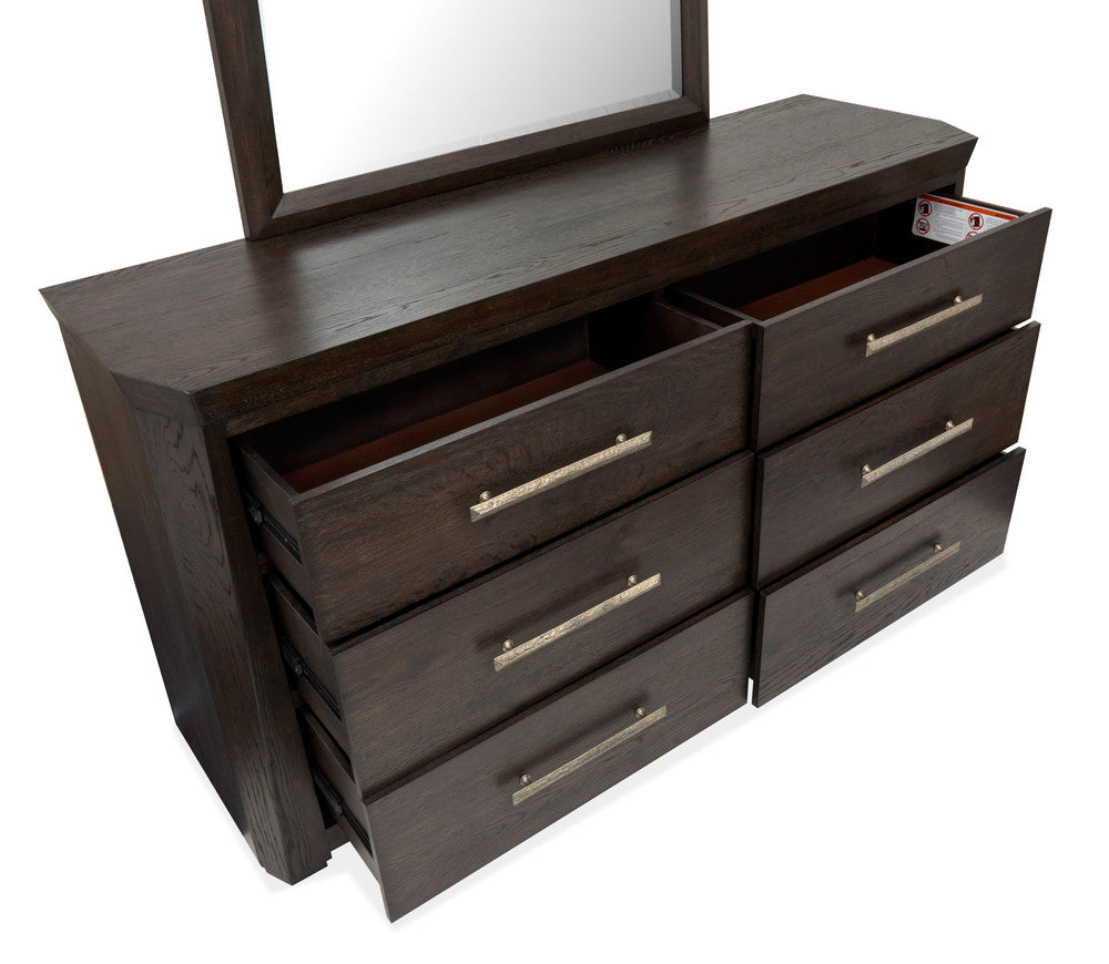 Magnussen - Tauren Coffee Bean Double Drawer Dresser With Shaped Mirror - B6434-2245 view 5