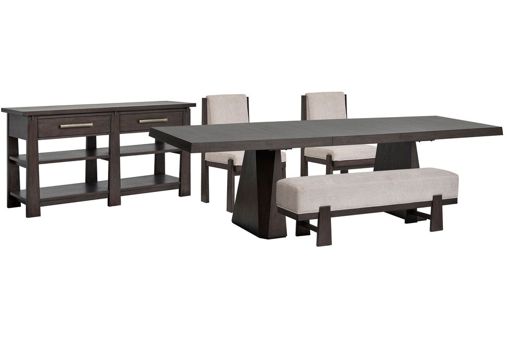 Magnussen - Tauren Coffee Bean Extendable Double Pedestal Dining Table With 2 Upholstered Side Chairs Bench And Sideboard - D6434-32-KIT35 view 1