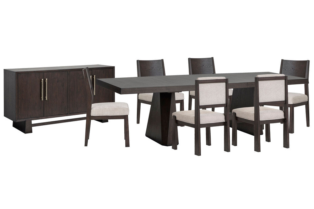 Magnussen - Tauren Coffee Bean Extendable Double Pedestal Dining Table With 4 Side Chairs 2 Upholstered Side Chairs And Buffet - D6434-32-KIT24 view 1