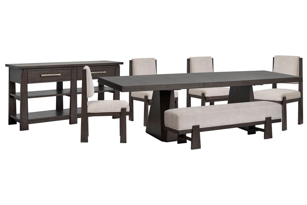 Magnussen - Tauren Coffee Bean Extendable Double Pedestal Dining Table With 4 Upholstered Side Chairs Bench And Sideboard - D6434-32-KIT38 view 1