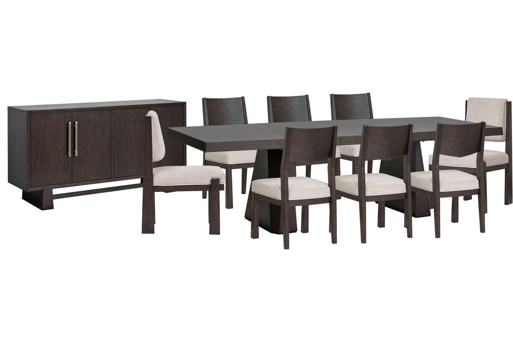 Magnussen - Tauren Coffee Bean Extendable Double Pedestal Dining Table With 6 Side Chairs 2 Upholstered Side Chairs And Buffet - D6434-32-KIT27 view 1