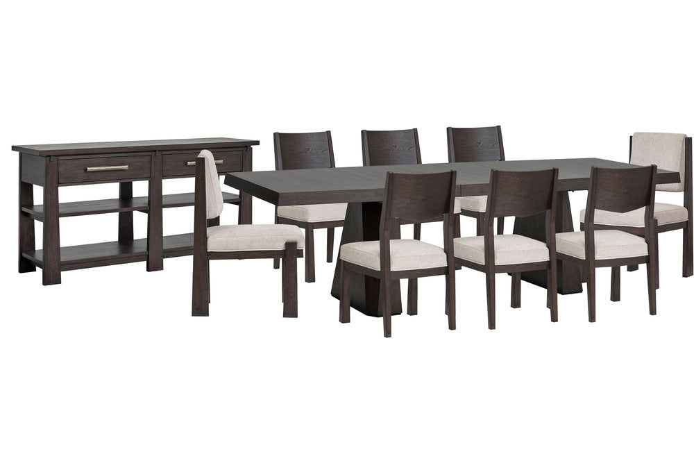 Magnussen - Tauren Coffee Bean Extendable Double Pedestal Dining Table With 6 Side Chairs 2 Upholstered Side Chairs And Sideboard - D6434-32-KIT26 view 1
