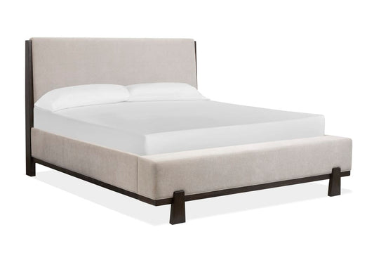 Magnussen - Tauren Coffee Bean King Upholstered Panel Bed With Open Nightstand - B6434-65-KIT6 view 2