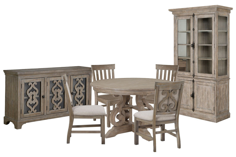 Magnussen - Tinley Park Dove Tail Grey 48" Round Dining Table With 2 Side Chairs 2 Upholstered Side Chairs Server And Dining Cabinet - D4646-22-KIT14 view 1