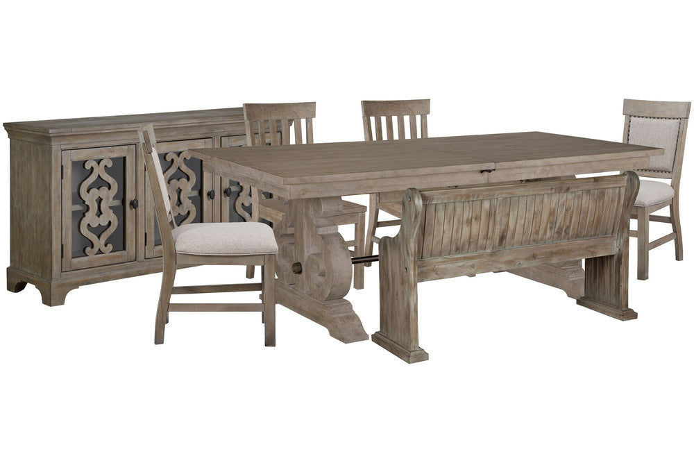 Magnussen - Tinley Park Dove Tail Grey Extendable Rectangular Dining Table With 2 Side Chairs 2 Upholstered Side Chairs Bench And Server - D4646-20-KIT37 view 1