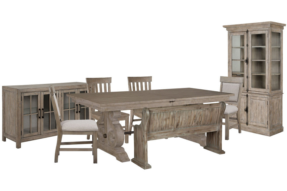 Magnussen - Tinley Park Dove Tail Grey Extendable Rectangular Dining Table With 2 Side Chairs 2 Upholstered Side Chairs Bench Buffet Curio Cabinet And Dining Cabinet - D4646-20-KIT40 view 1