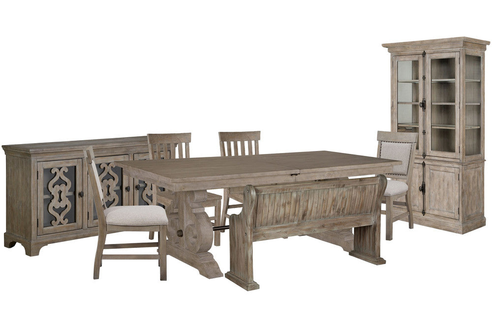 Magnussen - Tinley Park Dove Tail Grey Extendable Rectangular Dining Table With 2 Side Chairs 2 Upholstered Side Chairs Bench Server And Dining Cabinet - D4646-20-KIT39 view 1
