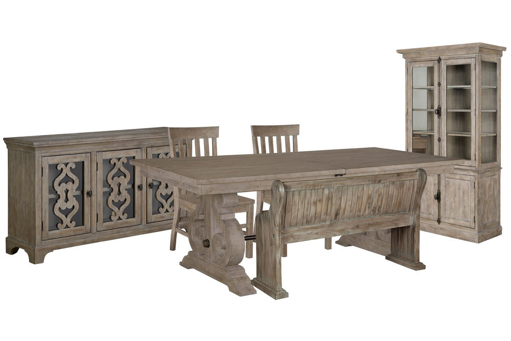 Magnussen - Tinley Park Dove Tail Grey Extendable Rectangular Dining Table With 2 Side Chairs Bench Server And Dining Cabinet - D4646-20-KIT19 view 1