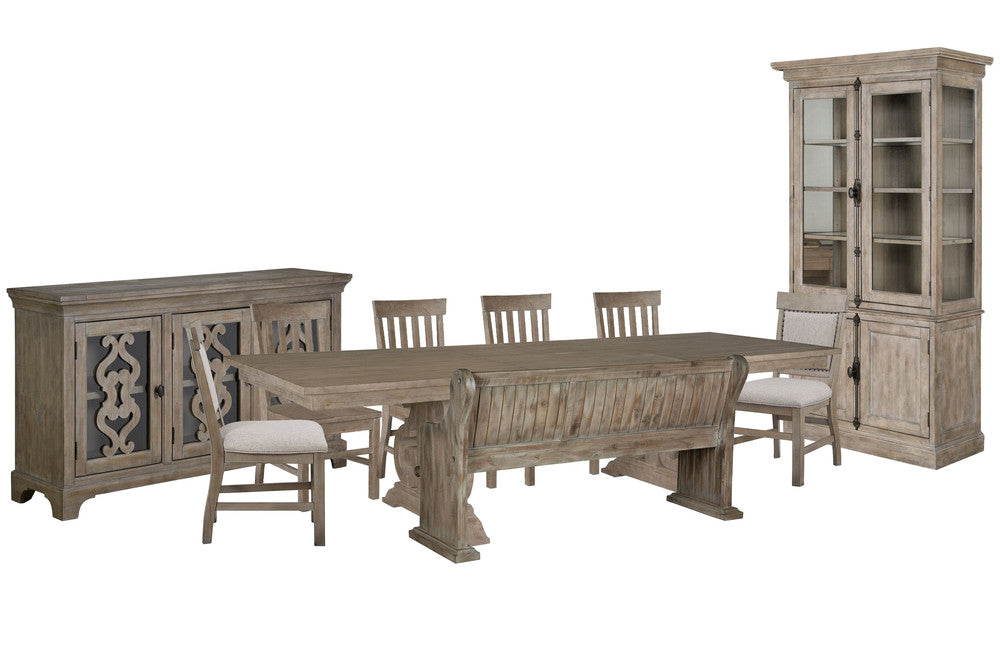Magnussen - Tinley Park Dove Tail Grey Extendable Rectangular Dining Table With 4 Side Chairs 2 Upholstered Side Chairs Server And Dining Cabinet - D4646-20-KIT29 view 1