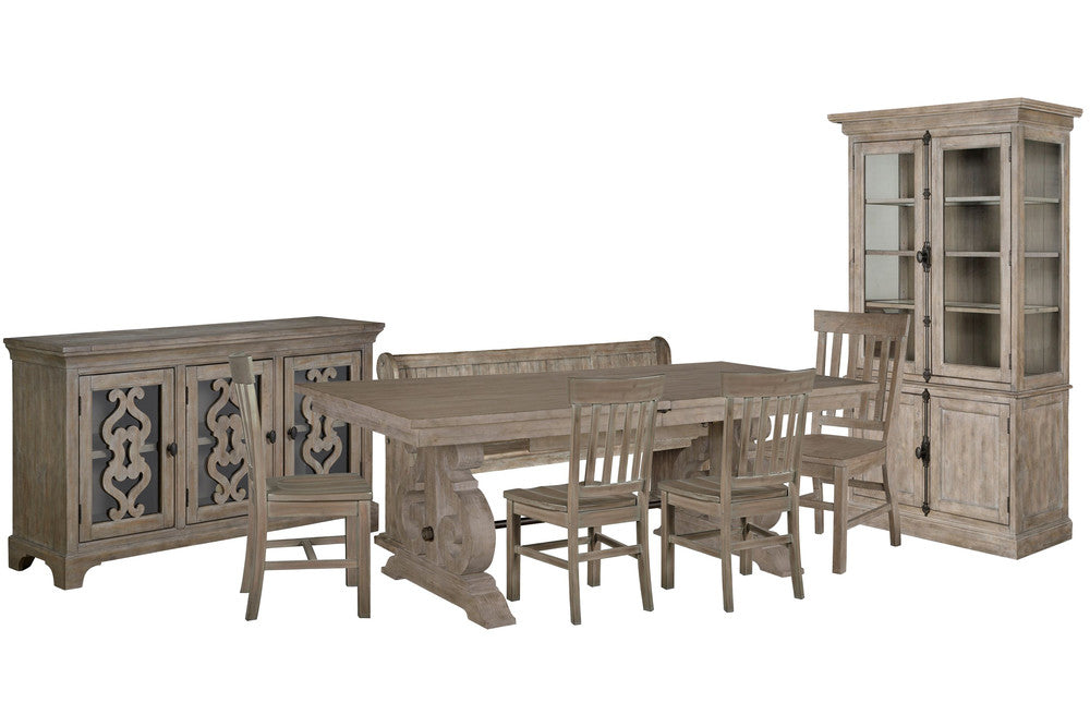 Magnussen - Tinley Park Dove Tail Grey Extendable Rectangular Dining Table With 4 Side Chairs Bench Server And Dining Cabinet - D4646-20-KIT24 view 1