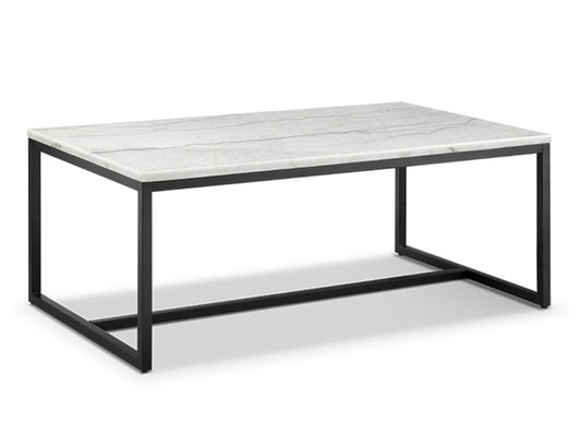 Magnussen - Torin White Marble And Matte Black Rectangular Cocktail Table With 2 End Table - T5759-43KIT2 view 2