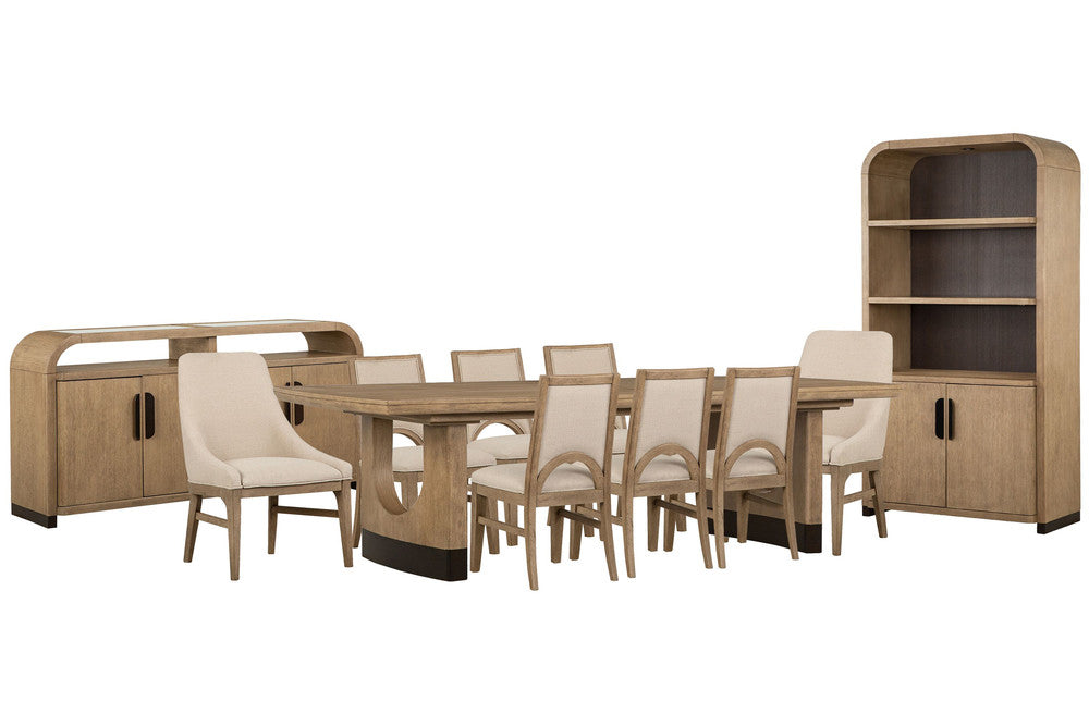 Magnussen - Tristan Swiss Coffee Extendable Trestle Dining Table With 6 Side Chairs 2 Arm Chairs Sideboard And Dining Cabinet - D5878-21-KIT15 view 1