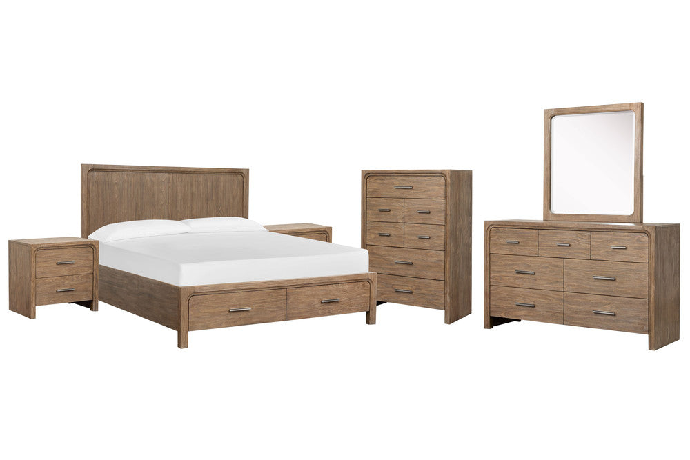 Magnussen - Westbourne Dark Umber Queen Panel Storage Bed 2 Nightstands Drawer Dresser With Portrait Mirror And Drawer Chest - B5888-54A-KIT5 view 1