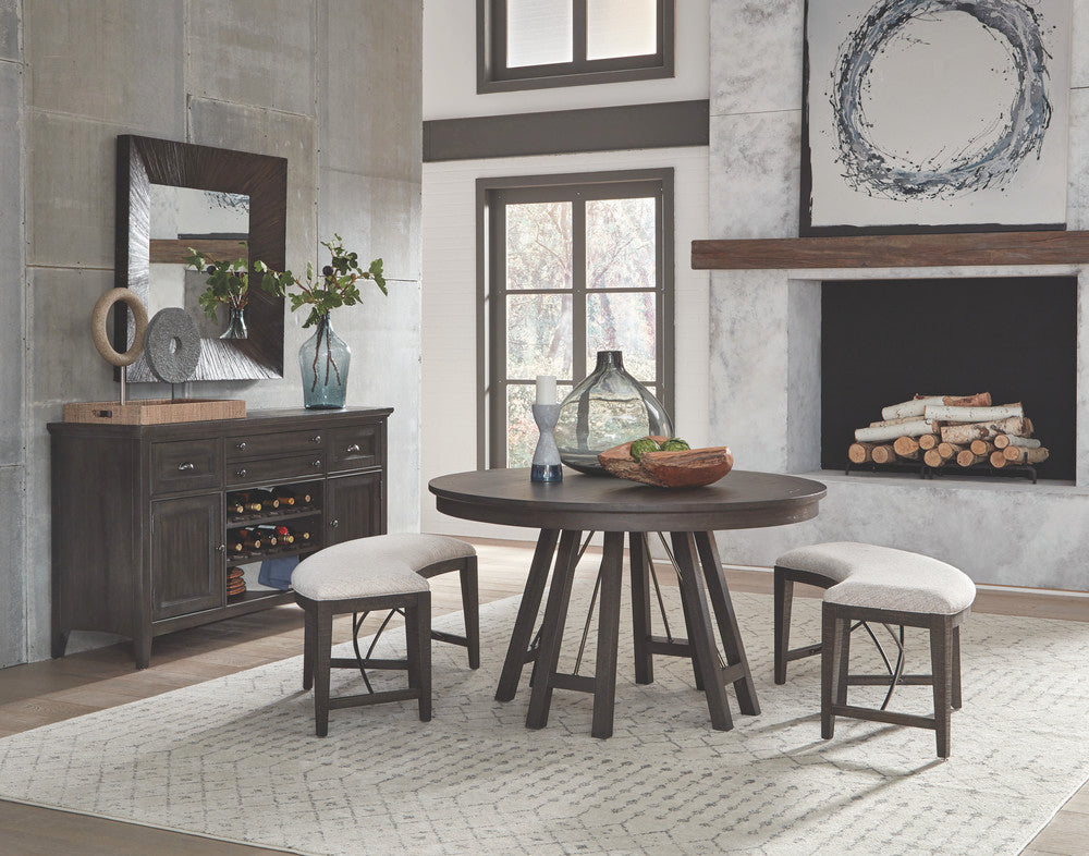 Magnussen - Westley Falls Graphite 52" Round Dining Table With 2 Side Chairs And Curved Bench - D4399-27-KIT13 view 12