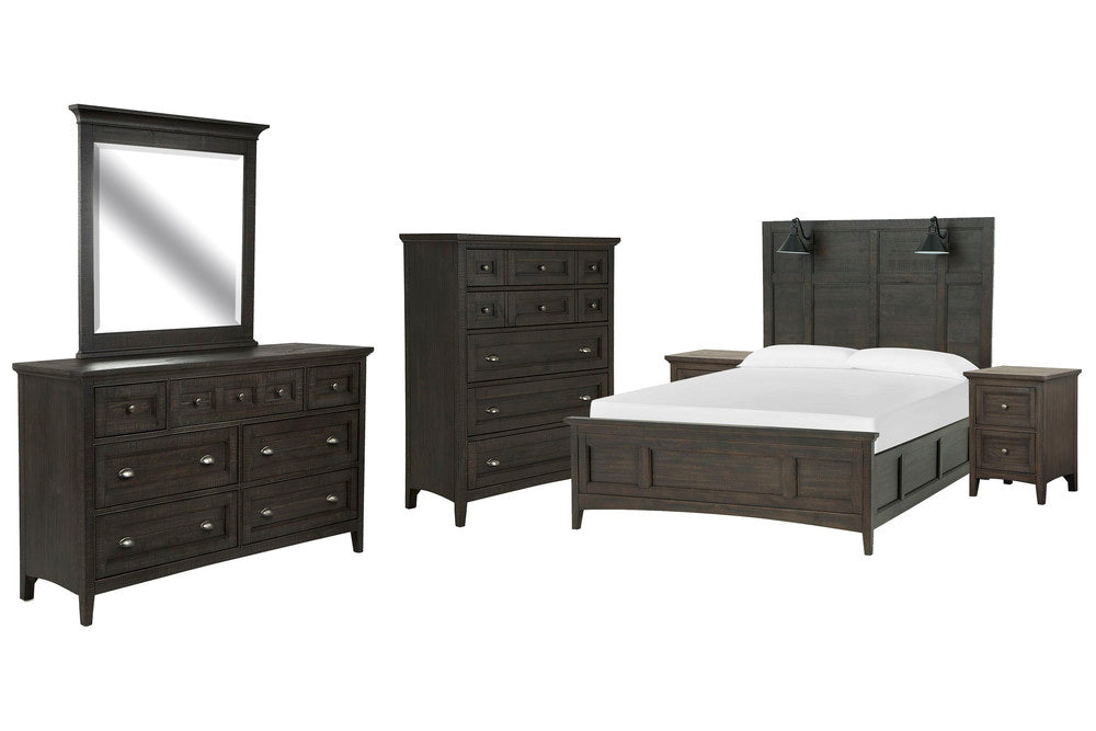 Magnussen - Westley Falls Graphite California King Lamp Panel Bed 2 Small Nightstands Drawer Dresser With Landscape Mirror And Drawer Chest - B4399-79-KIT10 view 1