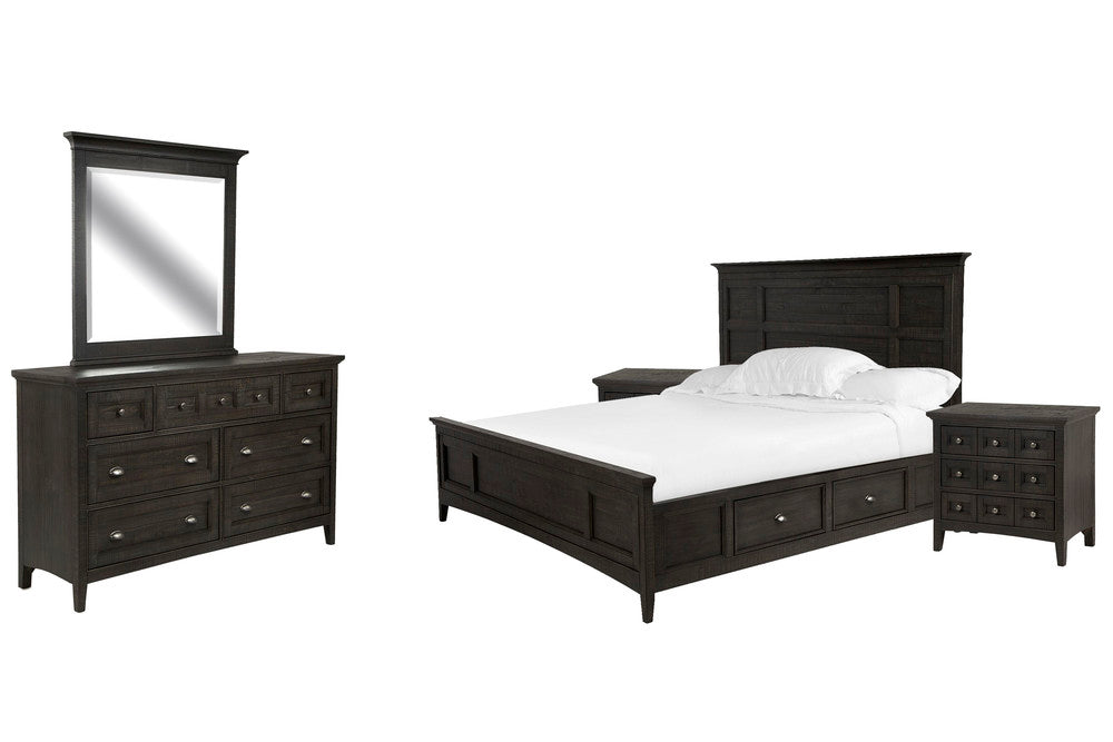 Magnussen - Westley Falls Graphite California King Panel Storage Bed 2 Nightstands And Drawer Dresser With Landscape Mirror - B4399-75-KIT4 view 1