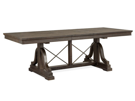Magnussen - Westley Falls Graphite Extendable Trestle Dining Table With 2 Upholstered Side Chairs And Upholstered Bench - D4399-25-KIT21 view 2