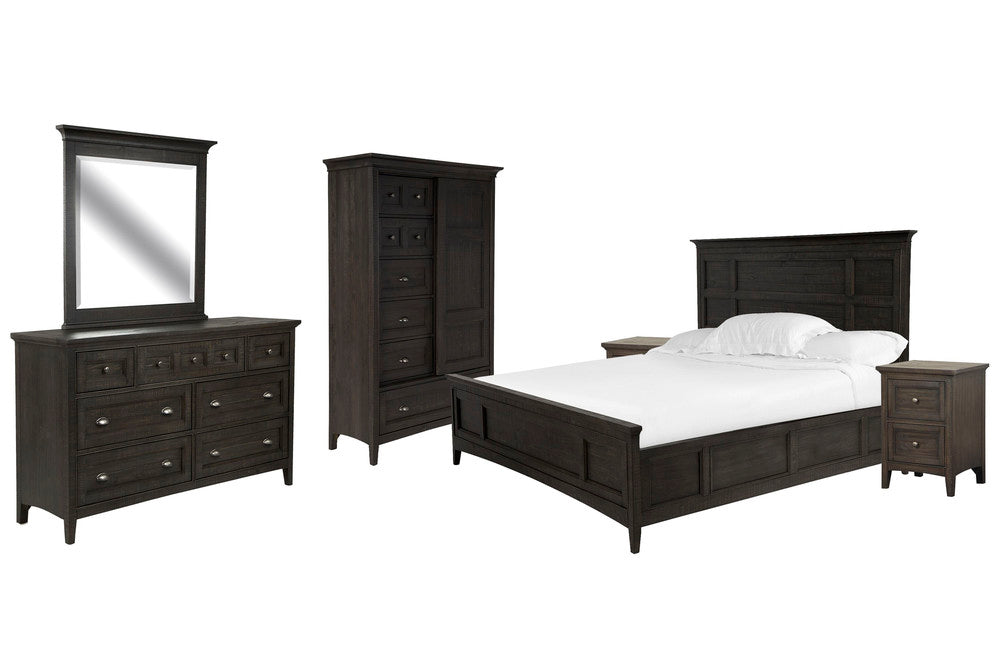 Magnussen - Westley Falls Graphite King Panel Bed 2 Small Nightstands Drawer Dresser With Landscape Mirror And Door Chest - B4399-64-KIT11 view 1