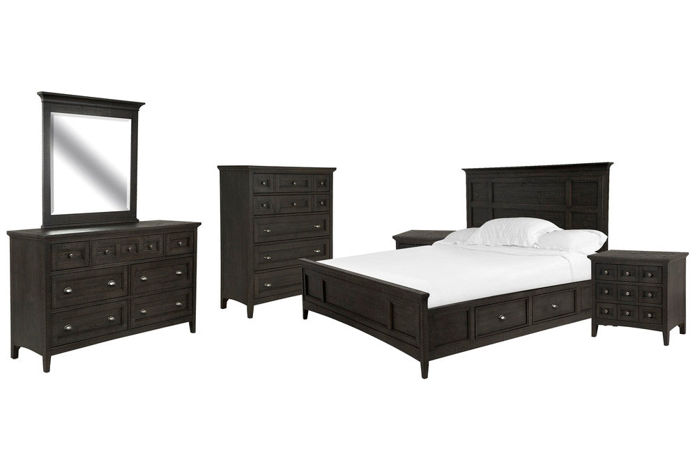 Magnussen - Westley Falls Graphite King Panel Storage Bed 2 Nightstands Drawer Dresser With Landscape Mirror And Drawer Chest - B4399-65-KIT5 view 1