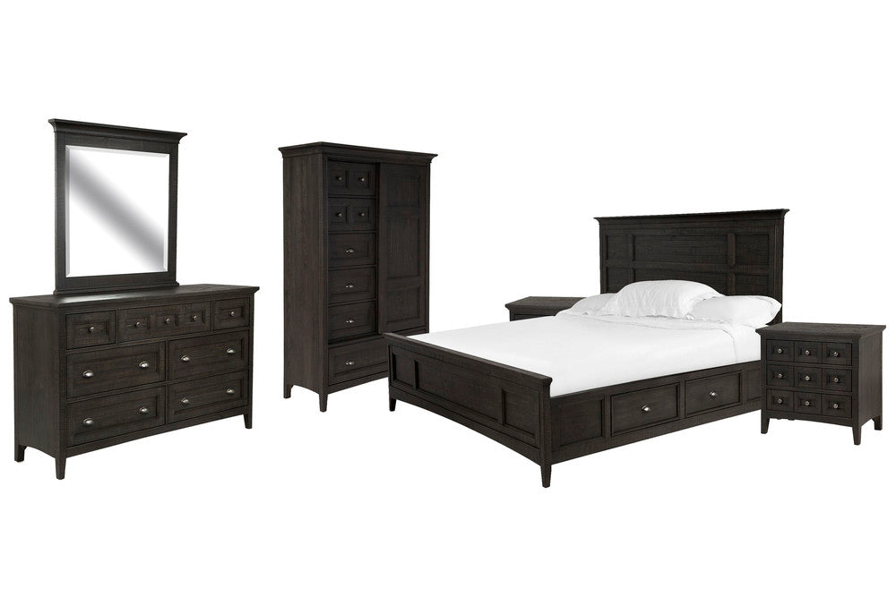 Magnussen - Westley Falls Graphite Queen Panel Storage Bed 2 Nightstands Drawer Dresser With Landscape Mirror And Door Chest - B4399-55-KIT6 view 1
