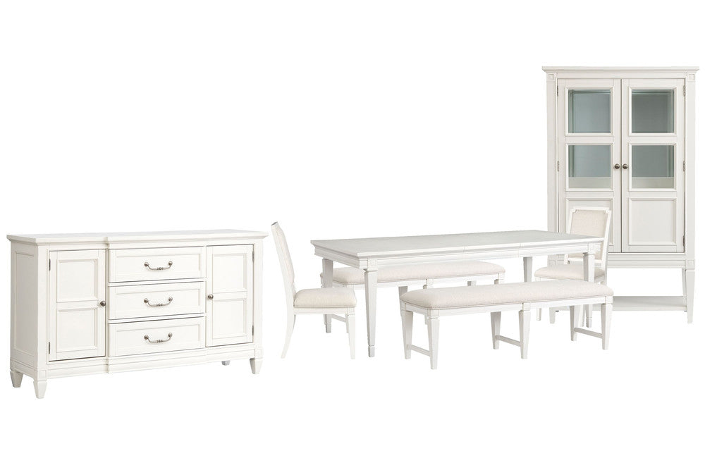 Magnussen - Willowbrook Egg Shell White Extendable Rectangular Dining Table With 2 Upholstere Benches 2 Upholstered Side Chairs Buffet And Display Cabinet - D5324-20-KIT57 view 1