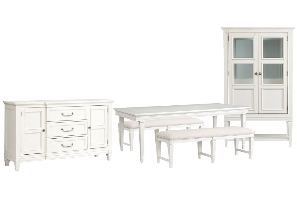 Magnussen - Willowbrook Egg Shell White Extendable Rectangular Dining Table With 2 Upholstere Benches Buffet And Display Cabinet - D5324-20-KIT51 view 1