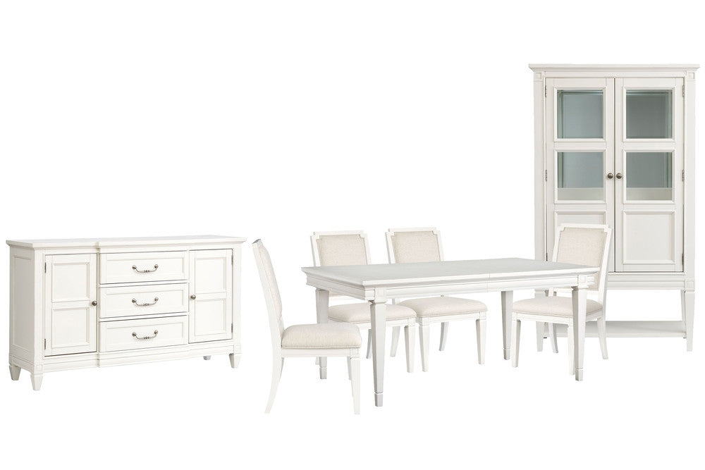 Magnussen - Willowbrook Egg Shell White Extendable Rectangular Dining Table With 4 Upholstered Side Chairs Buffet And Display Cabinet - D5324-20-KIT12 view 1