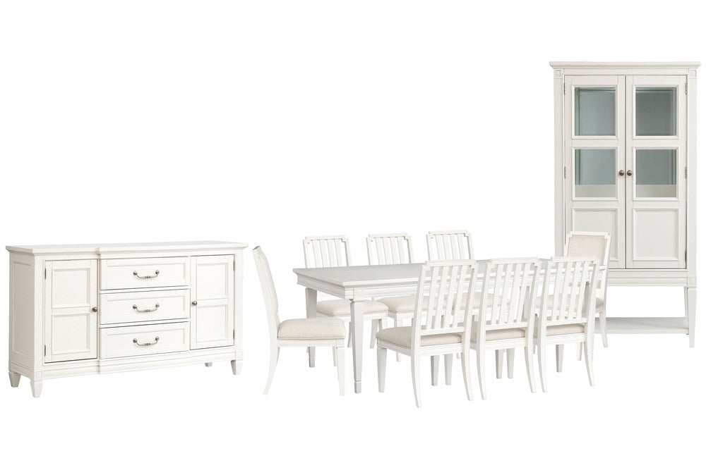 Magnussen - Willowbrook Egg Shell White Extendable Rectangular Dining Table With 6 Side Chairs 2 Upholstered Side Chairs Buffet And Display Cabinet - D5324-20-KIT27 view 1