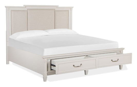 Magnussen - Willowbrook Egg Shell White With Slight Rub Through California King Panel Upholstered Storage Bed - B5324-75A view 2