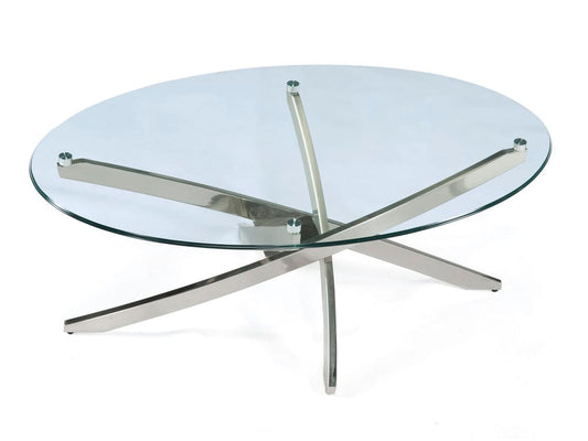 Magnussen - Zila Brushed Nickel Oval Cocktail Table With End Table - T2050-47KIT1 view 2
