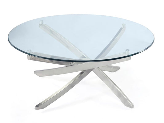 Magnussen - Zila Brushed Nickel Round Cocktail Table With End Table - T2050-45KIT1 view 2