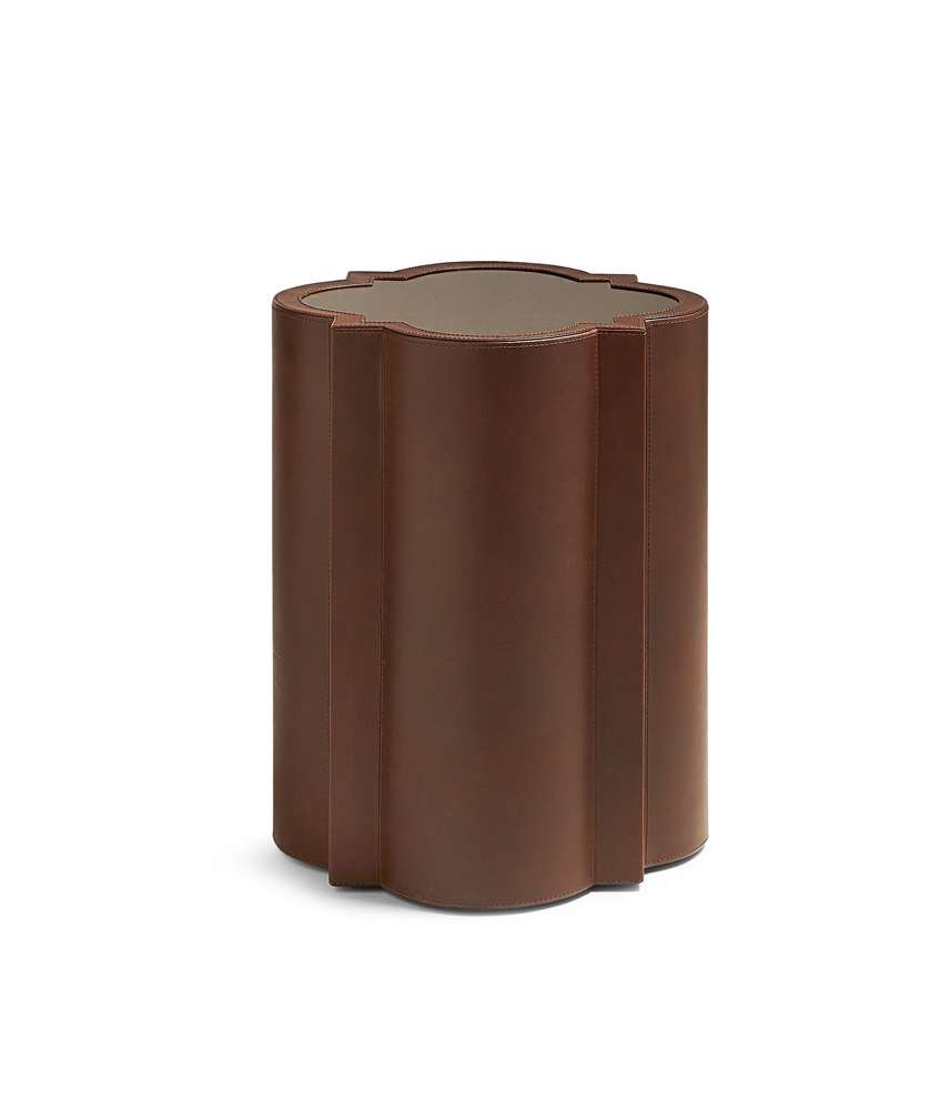 Maitland Smith - Brown Glass & Leather Spot Table - 8396-30 veiw 1
