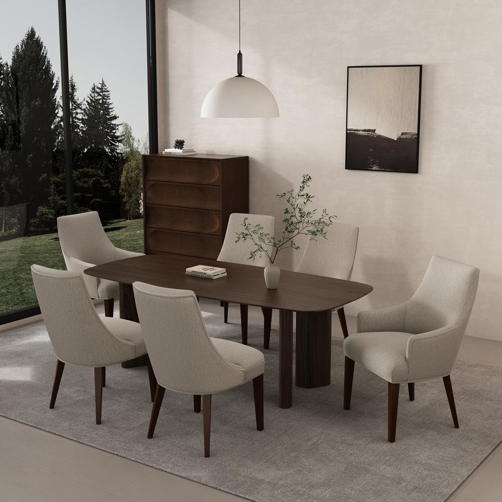 Manhattan Comfort - 6-Piece Beever Dining Chair and Arm Chair in Taupe - 6-DC103-TP veiw 6