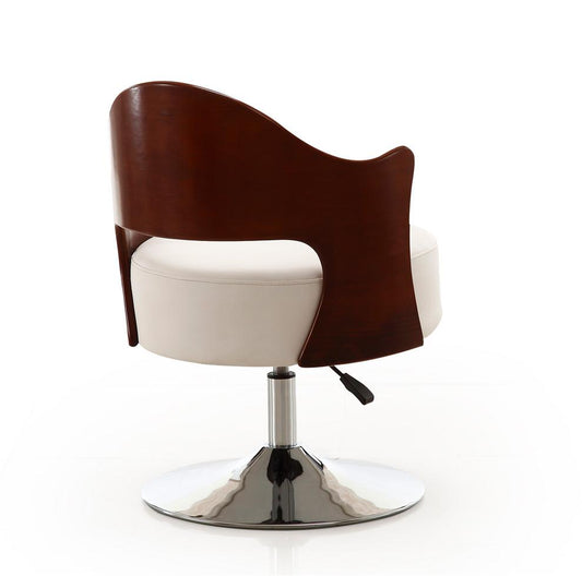 Manhattan Comfort - Bopper Faux Leather Accent Chair with Metal Legs in White and Polished Chrome - AC033-WH veiw 2