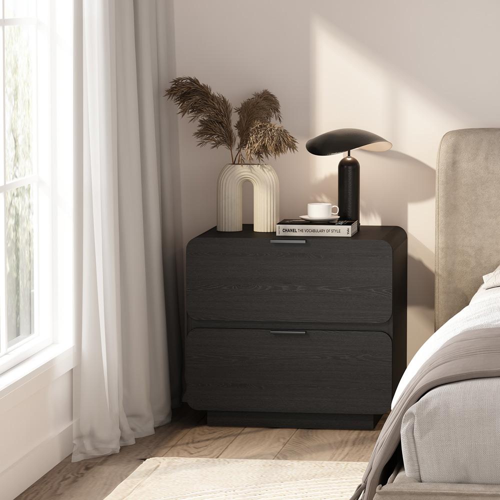 Manhattan Comfort - Chrystie 26in Nightstand in Black (2-Drawer) - NS016-BK veiw 8