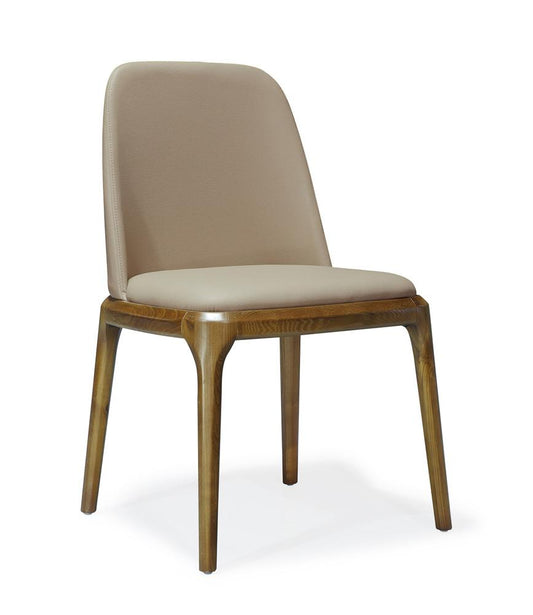 Manhattan Comfort - Courding Faux Leather Dining Chair with Ash Wood Legs in Tan and Walnut - Set of 2 - 2-DC009-TN veiw 2