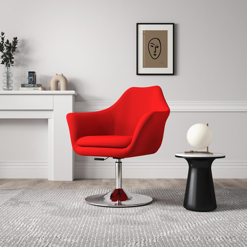 Manhattan Comfort - Kinsey Wool Blend Accent Chair with Metal Legs in Red and Polished Chrome - AC039-RD veiw 5