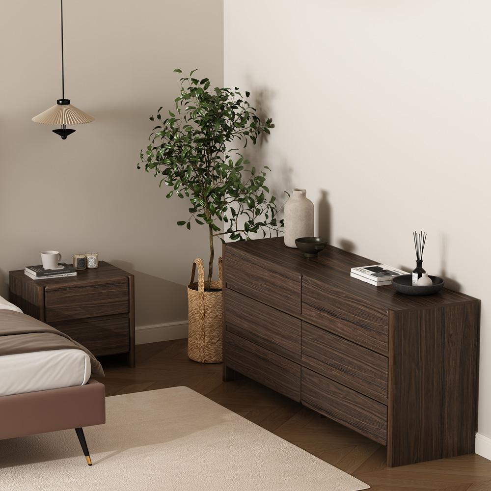 Manhattan Comfort - Linda 2-Piece Double Wide Dresser and Nightstand in Walnut Brown - BR1658-3 veiw 5