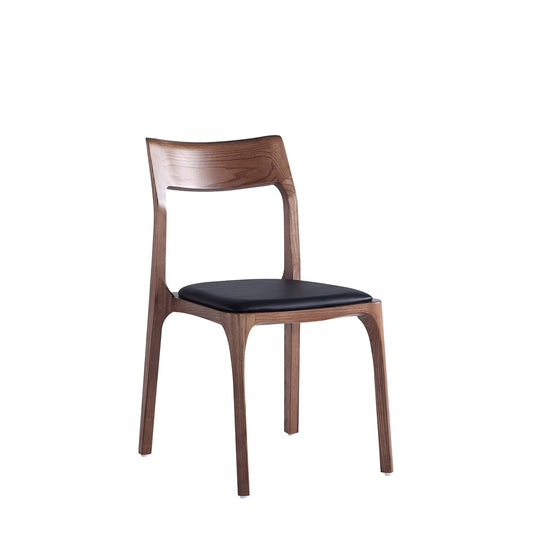 Manhattan Comfort - Moderno Leatherette Dining Chair with Ash Wood Legs in Walnut and Black - Set of 2 - DC070-BK veiw 2