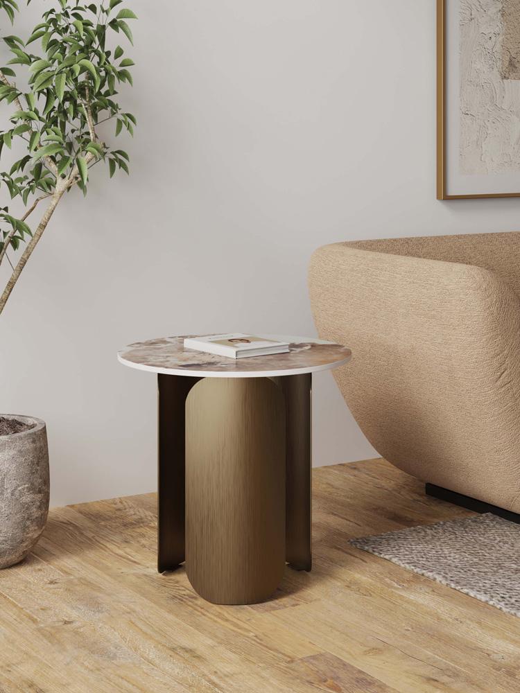 Manhattan Comfort - Monica End Table with Stainless Steel Legs in Gold - ET009 veiw 7