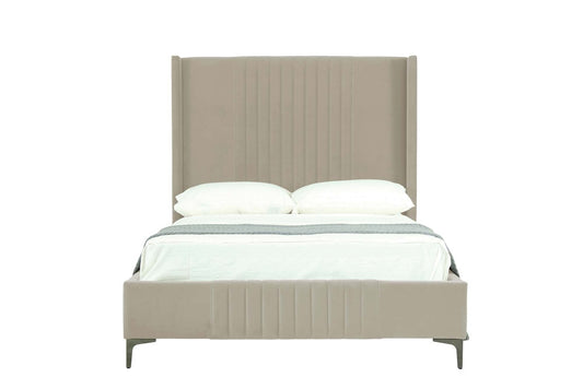 Manhattan Comfort - Promenade Velvet Full- Size Bed with Metal Legs in Rustic Taupe - BD010-FL-RT veiw 2