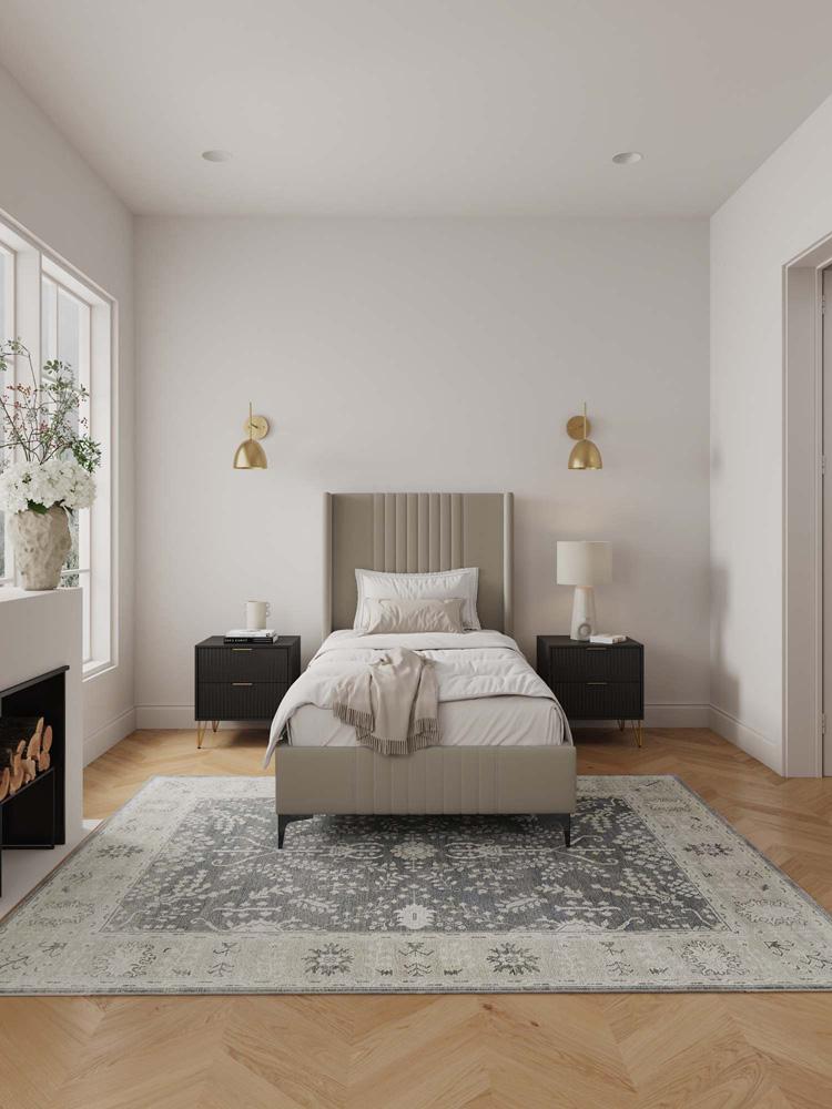 Manhattan Comfort - Promenade Velvet Twin-Size Bed with Metal Legs in Rustic Taupe - BD010-TW-RT veiw 8