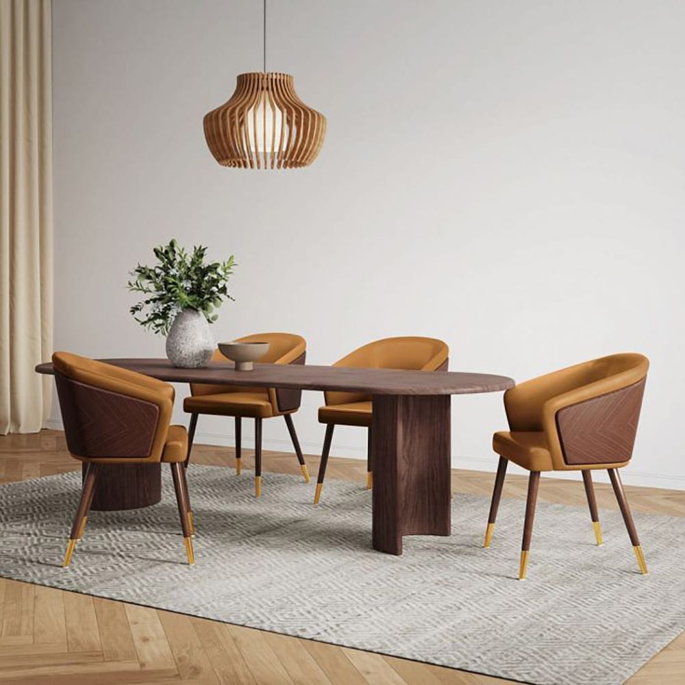 Manhattan Comfort - Raya Leatherette Dining Chair with Beech Wood Legs in Walnut and Camal - DC082-CL view 7