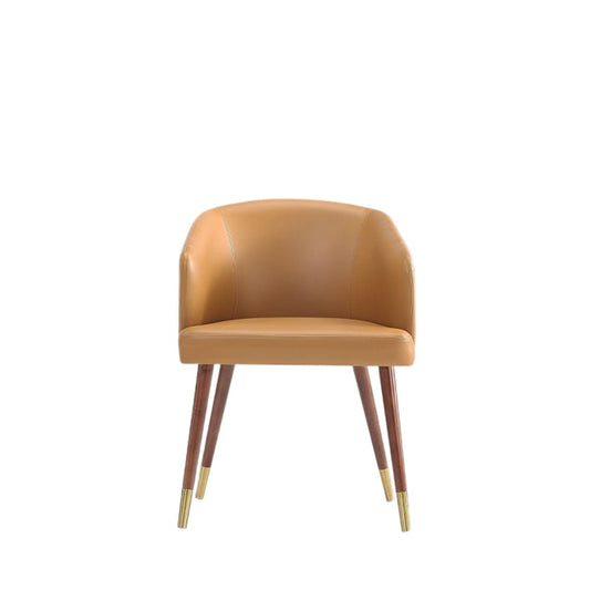 Manhattan Comfort - Raya Leatherette Dining Chair with Beech Wood Legs in Walnut and Camal - Set of 2 - 2-DC082-CL view 2