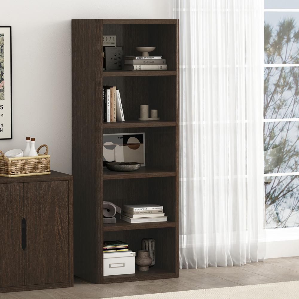 Manhattan Comfort - Rivington 28in Open Bookcase in Dark Walnut (5-Shelf) - BC003-BR veiw 8