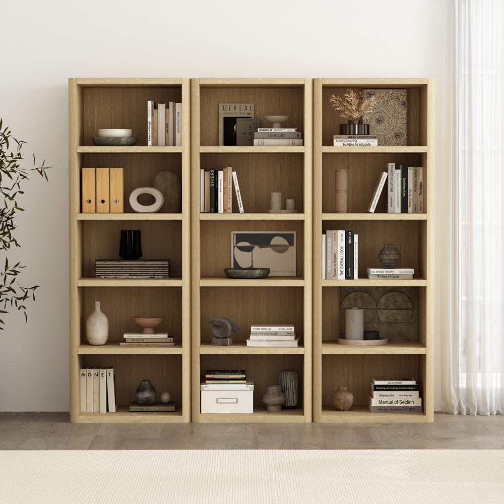 Manhattan Comfort - Rivington 28in Open Bookcase in Natural Oak (5-Shelf) - Set of 3 - 3-BC003-NA veiw 8